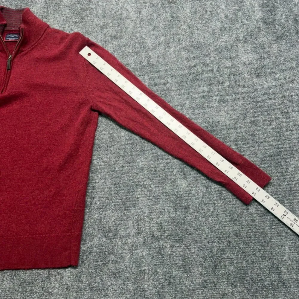 UNTUCKit Men's Large 100% Extra Fine Merino Wool Red Quarter Zip Sweater